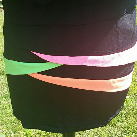 Elisa B. NWT Black Neon Blouson Dress - Picture 2 of 6